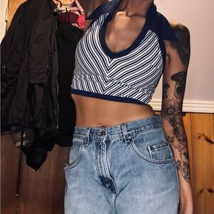 70s Vintage Miss K Striped Halter Top